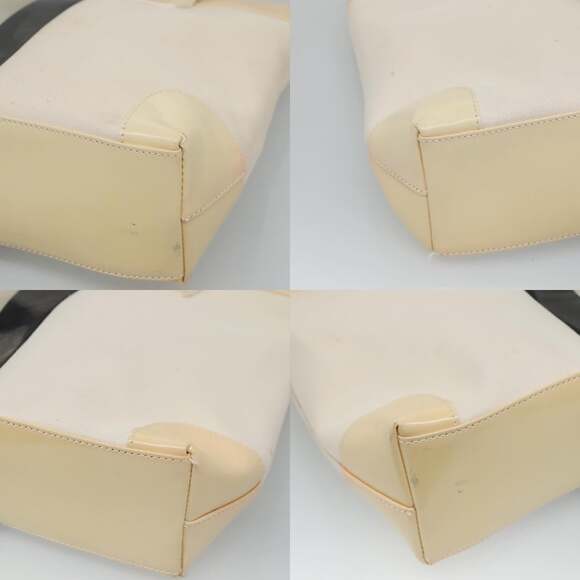 GUCCI Sherry Line Hand Bag Canvas White Black - Picture 10 of 12